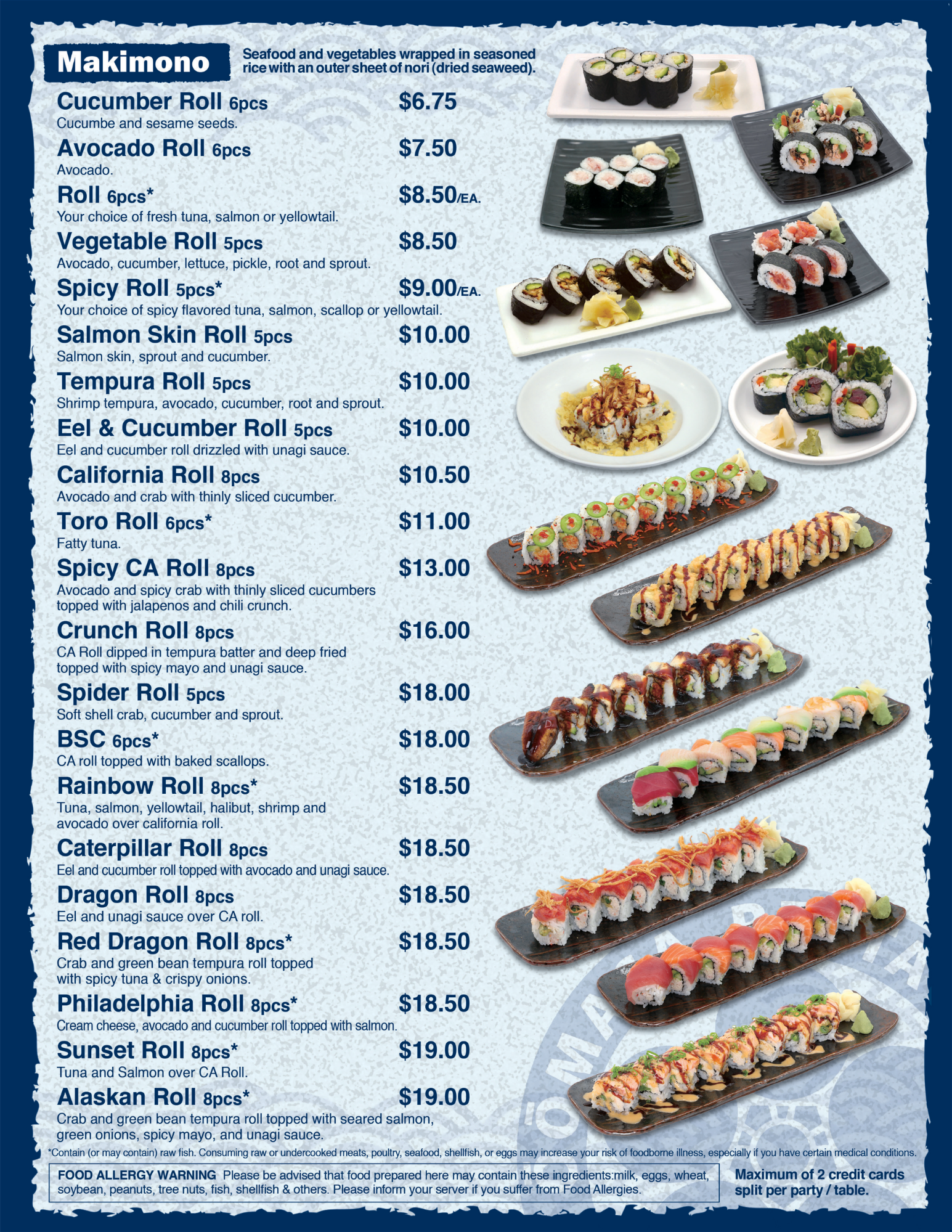 Japanese Restaurant Menu | Los Angeles | Oomasa